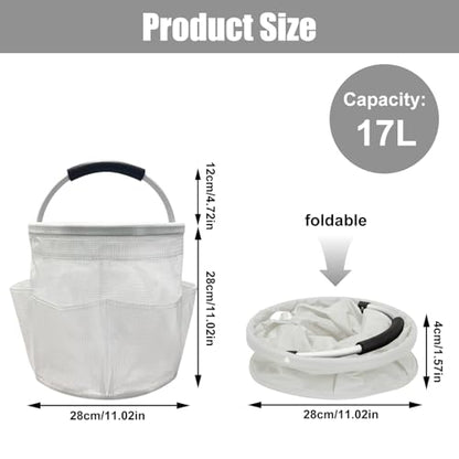 17L Cleaning Caddy with Handle, Foldable Cleaning Supply Caddy with 6 Pockets Cleaning Caddy Bag for Outdoor Camping Garden Harvest Basket Bathroom Storage (Clear) - color: Clear