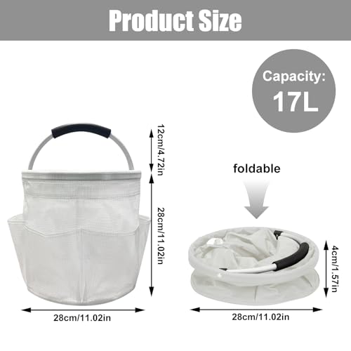 17L Cleaning Caddy with Handle, Foldable Cleaning Supply Caddy with 6 Pockets Cleaning Caddy Bag for Outdoor Camping Garden Harvest Basket Bathroom Storage (Clear) - color: Clear