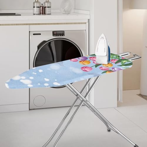 Floral Print Ironing Board Cover Universal Stretchy Stain Reisstant Cover for Ironing Board with Adjustable Straps Ironing Board Accessories - color: Floral Print 1