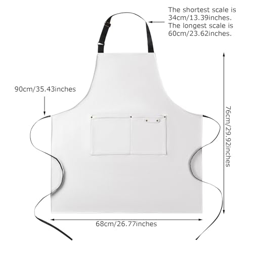 eywlwaar PU Waterproof Apron with 2 Big Pockets Adjustable Oil Proof Apron for Kitchen Dishwashing Cooking 29.92"x 26.77" - color: Black&white
