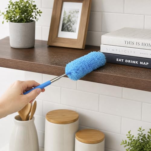 2 Pack Small Washable Microfiber Feather Duster, Microfiber Head, 13" to 30" Extendable Pole, Cleaning Tool for Office, Car, Computer, Furniture