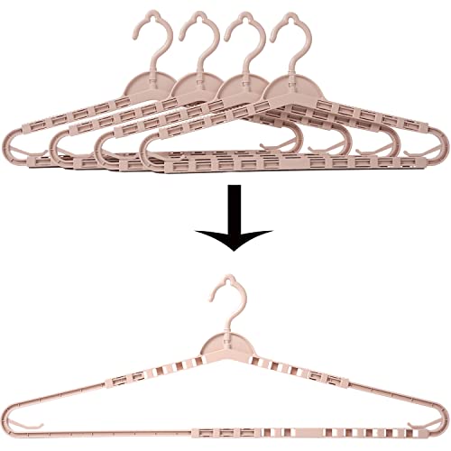 Foshine 4 Pack Extra Large Hangers Enlarge Adjustable Shoulder 16.5"-26" - color: Light Pink