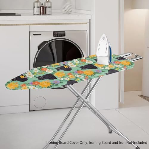 Cat Flowers Ironing Board Covers with Elastic Edge,Scorch & Stain Resistant Ironing Board Cover and Pad Washable Home Replacement Ironing Accessories - color: Cat Flowers