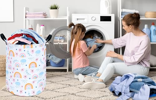 Round Laundry Hamper Storage Basket Bins Clothes Nursery Hamper for Home, Gift Storage Bins with Handles - color: 25112801
