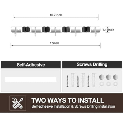 2 Pack Broom Holder Wall Mount, Stainless Steel Broom Hanger Wall Mount, Heavy Duty Mop and Broom Holder Tool Racks Utility Hooks for Laundry Room Garden Garage, Black (4 Racks and 5 Hooks) - color: Black, size: 2Pack 4R5H