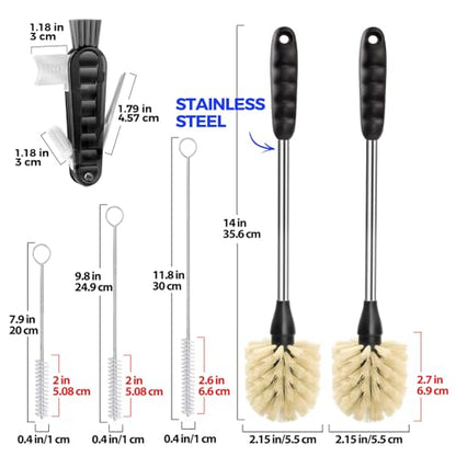 Holikme 6 Pack Bottle Brush 14" Stainless Steel Straw Cleaner Brush,Yellow - color: Yellow, size: 6Pack