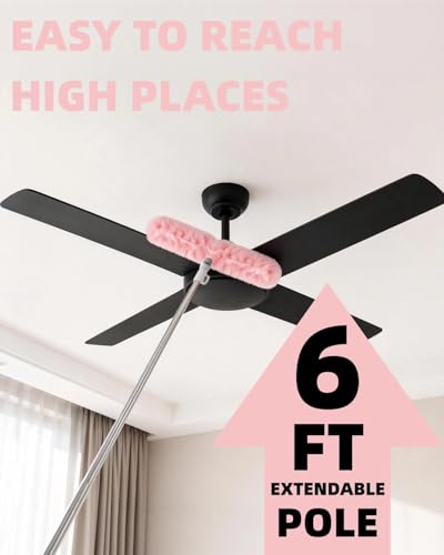 6 ft Extendable Duster Kit with 50 Pink Refills for Swiffer Duster - color: 50 Pink Refills + Extended Handle