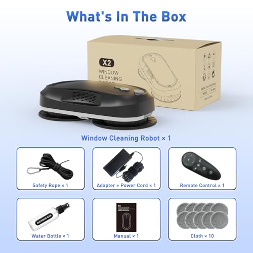 KKI Window Cleaning Robot, Auto-Dual Spray,for High-Rise Windows 4min/㎡ - color: Black