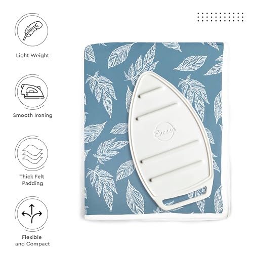 Encasa XO Ironing Mat for Table Top, Heat Resistant Pad, Large, 48"x28" - color: Big Leaves Blue, size: Large
