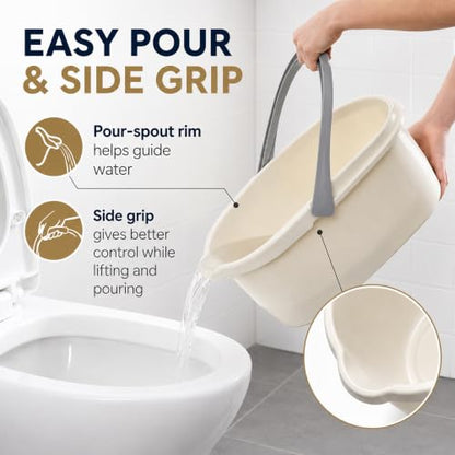Haundry Compact Mop Bucket with Handle, Rectangular Cleaning Bucket and Caddy for Cleaning Supplies, 10L, White - color: White