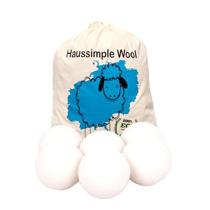 Wool Dryer Balls 6-Pack 100% Natural New Zealand Wool, Handmade in Nepal Reusable Laundry Balls, Faster Drying, Softer Clothes, Anti-Static, Dryer Sheets Alternative (Plain White) - color: Plain White
