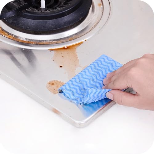 Blue Disposable Kitchen Cleaning Towel Heavy Duty Cleaning Rags Disposable Dish Cloths 100 Count/Pack - color: Blue-100counts