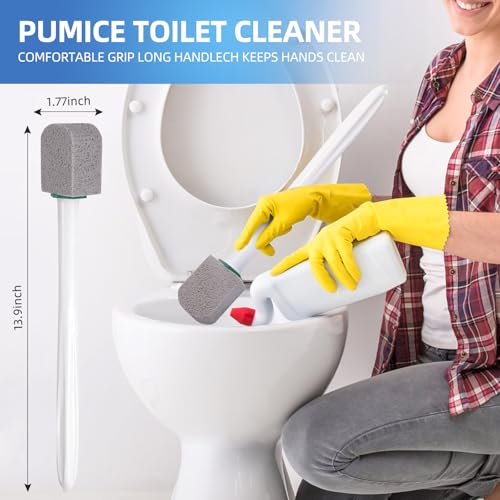 Pumice Stone Toilet Cleaner with Long Handle Pumice Stone Toilet Bowl Cleaner Rust and Grease Stain Clean Suitable for Toilets Bathroom Sink,BBQ 2Handle and 10Pumices Stones(Gray) - color: grey