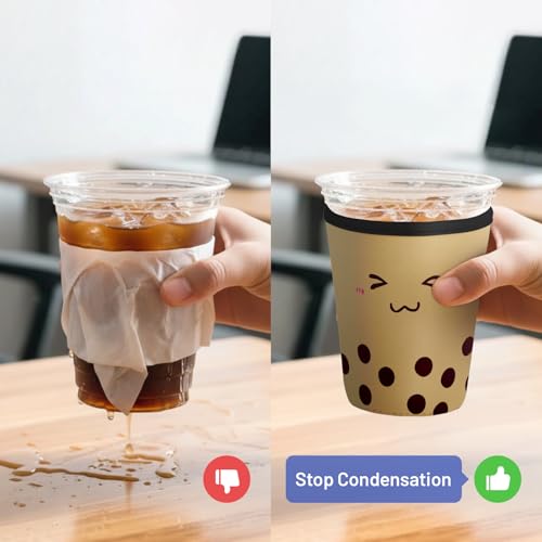 Iced Coffee Sleeve Reusable Neoprene Cup Sleeves, Milk Tea - color: Milk Tea