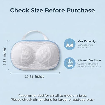 2 Pack Bra Wash Bags with Hooks, 3D Mesh Laundry Bags for Bras