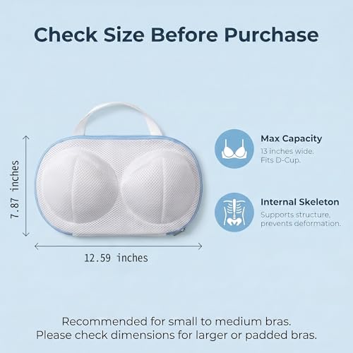 2 Pack Bra Wash Bags with Hooks, 3D Mesh Laundry Bags for Bras