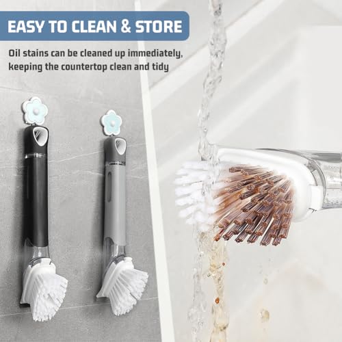 Soap Dispensing Dish Brush, Cleaning Scrubber with Soap Dispenser, Kitchen Brush for Pot Pan Sink Cleaning for Dishes, Pans, Sink, Pots