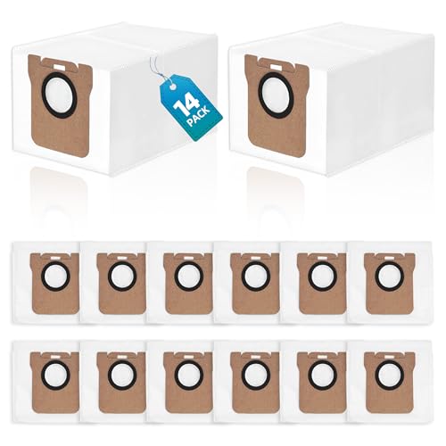 14 Packs Vacuum Dust Bag Compatible with Dreame L10 Ultra / L10s Ultra / L20 Ultra / L30 Ultra / X20 Pro / X20 Pro Plus Robot Vacuum, 3L Large Capacity Auto-Seal Replacement Bag Accessories Set