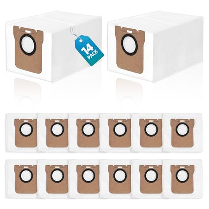 14 Packs Vacuum Dust Bag Compatible with Dreame L10 Ultra / L10s Ultra / L20 Ultra / L30 Ultra / X20 Pro / X20 Pro Plus Robot Vacuum, 3L Large Capacity Auto-Seal Replacement Bag Accessories Set