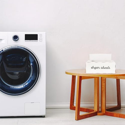 AuldHome Design Dryer Sheet Dispenser; Countertop Rustic White Fabric Softener Sheet Holder for Laundry Room - color: White