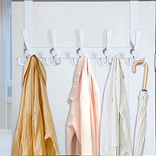 WEBI Over The Door Hooks Door Hanger Hook Rack with 5 Tri Hooks for Hanging,Over The Door Towel Rack Towel Hanger Door Coat Hanger Over Door Coat Rack Behind Back of Bathroom,White - color: White, size: 1 Pack