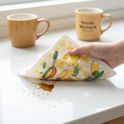 Printed Kitchen Cleaning Cloth Roll, Thick Absorbent Hand-Tear Lazy Cloth - color: Dish