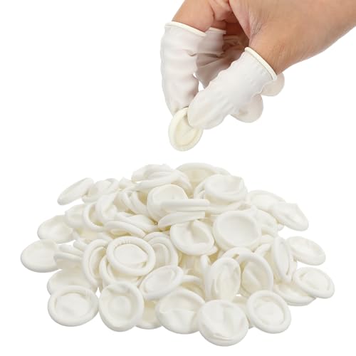 100 Pcs Finger Cots Finger Protectors, Medium Disposable Fingertips Protective Fingers Cots Silicone Fingers Gloves Suitable for Beauty Manicure Massage Electronic(White) - color: White