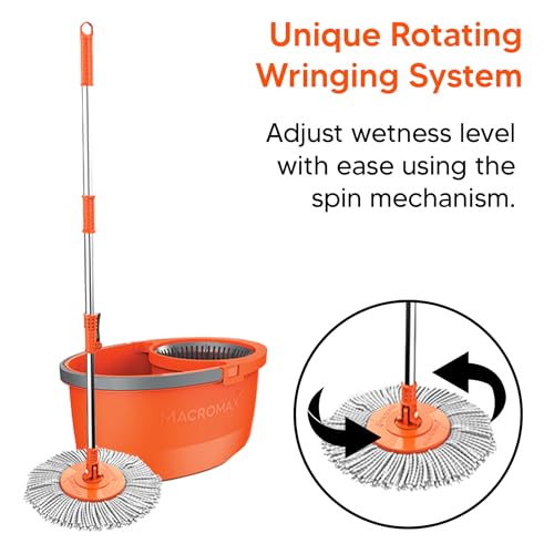 Macromax Spin Mop and Bucket Set, 360 Rotating Microfiber Mop - style: Faster Spin Mop set + 1 Refill