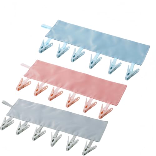 3Pcs Travel Hangers Foldable, Portable Foldable with 6 Clips for Swimsuit,Light Fabrics Towel & Sock Space-Saving