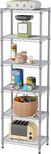 SINGAYE Metal Shelves Wire Shelving Storage Standing Adjustable Shelf Unit - color: Grey, size: 6 Tier 10" D x 16" W x 63" H