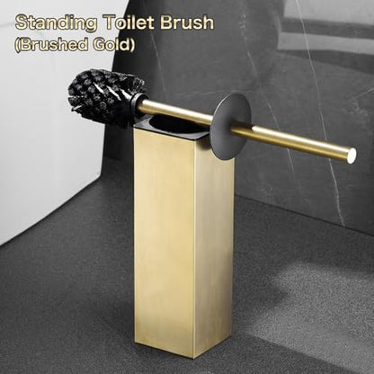 Gold Upright Toilet Brush Set Square Toilet Cleaning Brush - color: Brushed Gold