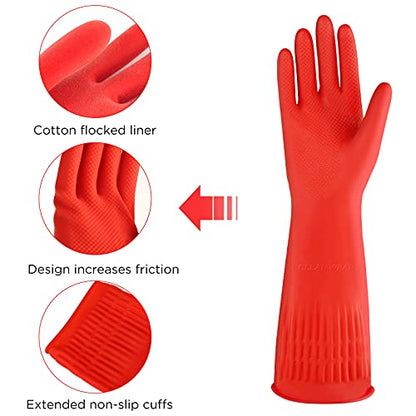 Rubber cleaning gloves 1 or 3 Pairs for kitchen,Cotton Lining,Dishwashing gloves long with lined,Reuseable. - size: Small (Pack of 1), style: 1