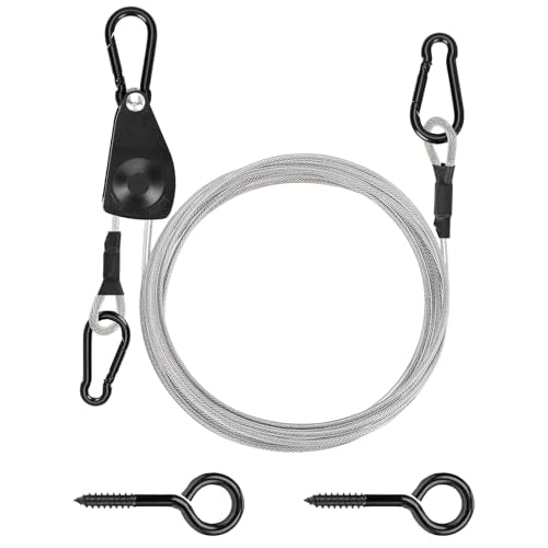 TooTaci Outdoor Clothesline Kit, 15ft 3/16" PVC Coated Clothesline Cable - size: 15ft