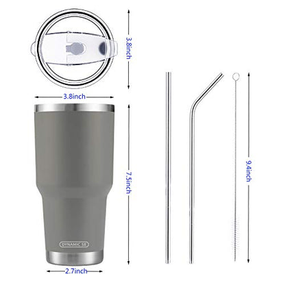 D·S 30oz Grey Tumbler Double Wall Vacuum Insulated Travel Coffee Mug - color: Gray
