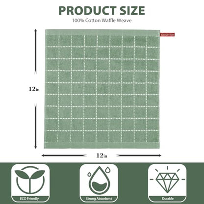 Nialnant 6 Pack Terry Kitchen Towels,Dish Cloths for Washing Dishes - color: Green, size: 12 x 12 in - 6PCS