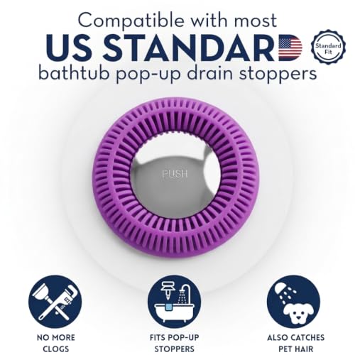 TUB RING The Ultimate Tub Drain Protector Hair Catcher/Strainer/Snare, Regular - Purple - color: Purple