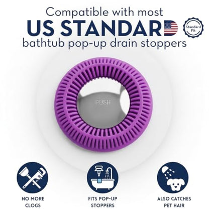 TUB RING The Ultimate Tub Drain Protector Hair Catcher/Strainer/Snare, Regular - Purple - color: Purple