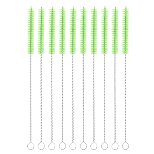 uxcell 10Pcs Drinking Straw Cleaning Brushes, 8" x 2/8" Nylon Bristles Long Straw Brush Pipe Cleaner for Washing Straws Pot Spout, Sippy Cup, Bottle and Tube (Green) - color: Green, size: 8" x 2/8"