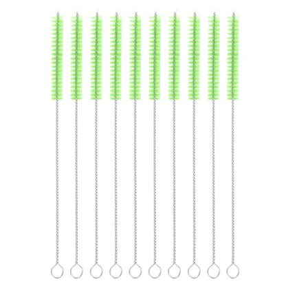 uxcell 10Pcs Drinking Straw Cleaning Brushes, 8" x 2/8" Nylon Bristles Long Straw Brush Pipe Cleaner for Washing Straws Pot Spout, Sippy Cup, Bottle and Tube (Green) - color: Green, size: 8" x 2/8"