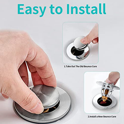 Sink Stopper, Bathroom Sink Drain Strainer with Hair Catcher, for 1.04’’~1.97’’ Drain Hole, Brass Universal Drain Cover, Pop Up Basin Plug