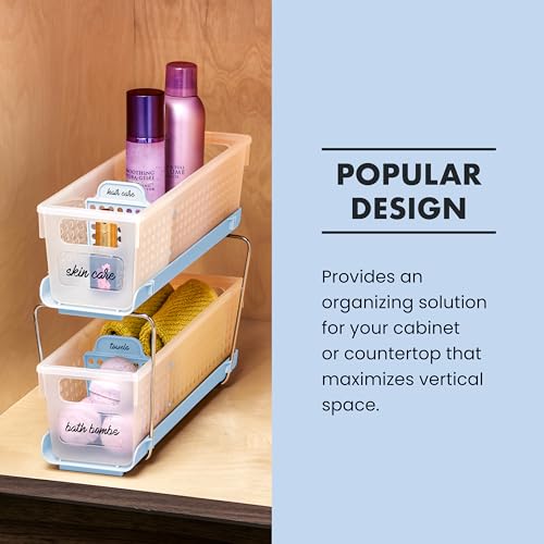madesmart Compact Two Tier Organizer, Blue - color: Blue