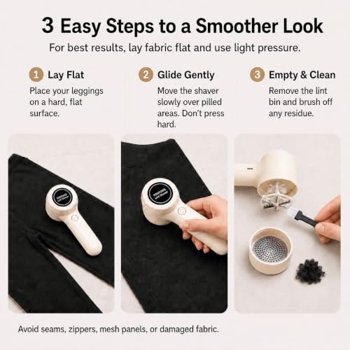 Fabric Shaver for Yoga Pants Leggings Activewear, Electric Lint Shaver, Clothes Pilling Remover for Clothing Yoga Leggings, Safe Shavers to Remove Pilling, Rechargeable Clothes Lint Fuzz Depiller