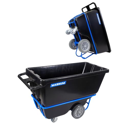 Tilt Truck, 1/2 Cu. Yd. Capacity Dump Cart with Non-Marking 12” Wheels & 5” Casters & Forklift-able Frame for Jobsites, 850 lbs, Trash Cart with Wheels DUC12T-F-NM-02PK (2-Pack) - size: Non-Marking Wheels, style: Forklift Frame