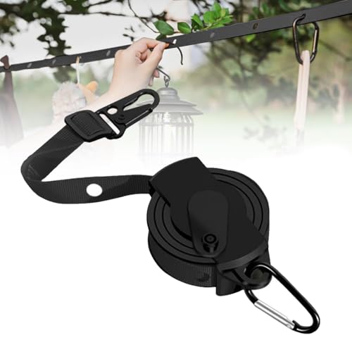 Travel Clothesline, Portable Camping Clothesline, 12 Feet Long with Hole, Used for Hotel Room Cruise Ship Indoor Outdoor (Black) - color: Black