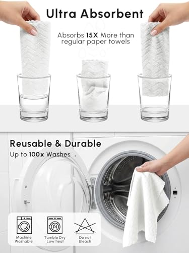 Microfiber Cleaning Cloths Roll 75 Pack 12x12 Inch Lint Free - color: White Ripple