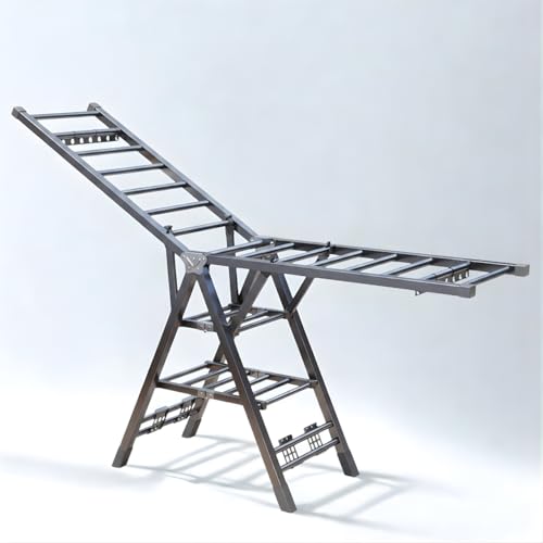 Heavy Duty 71 inches Stainless Steel Drying Rack - Height-Adjustable Gullwings Laundry Drying Rack - Foldable, No Assembly Design for Quilts, Bedding, Indoor & Outdoor Use