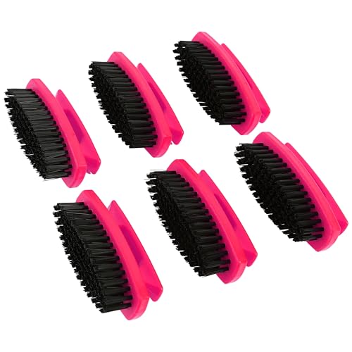 GreatNeck Nail Brush, 6 Pack Nail and Hand Scrub Brush Set, Stiff Bristles, Comfortable Scrubber Grip, Salon or Construction Quality, Gift For DIYer or Nail Techs - color: Pink
