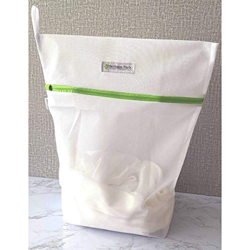 Heritage Park Fine Mesh Laundry Bags - Micro Mesh for Safely Washing Delicates, Wide Bottom for Extra Space, Hidden Zipper and Hanging Storage Loop - Multi Pack (1 Small 15" x 18", 1 Large (20" x 24") - size: 1 Small (15" x 18") / 1 Large (20" x 24")