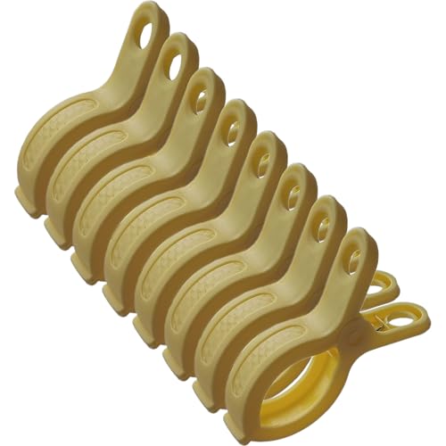 Plastic Clothes Pins Spring Clips Heavy Duty Laundry Clothespins Beach Towel Clips Clothes Pins Air-Drying Clothing Pin ，Set of 8 (Yellow) - color: Yellow