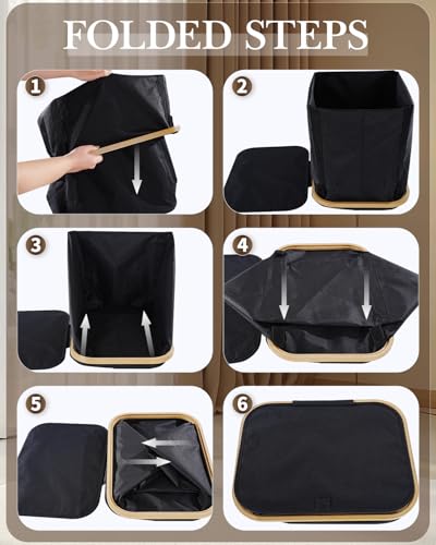 Laundry Hamper with Wheels, 75L Rolling Laundry Basket, Removable Inner Bag - color: Black, size: 75L